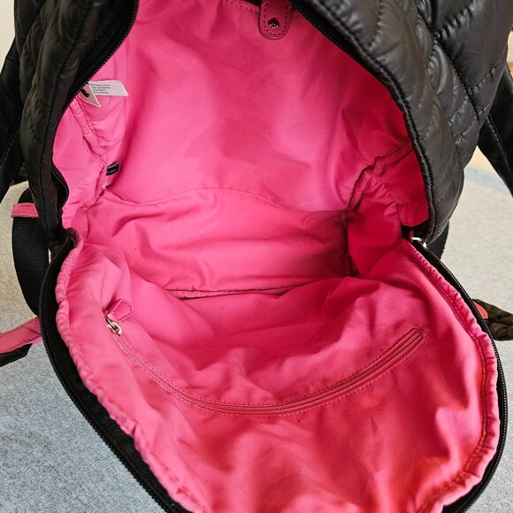 Kate Spade Softwhere Medium Nylon Quilted Backpack Black And Pink Cute Clean - Picture 11 of 16